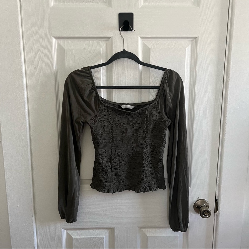 Lucky Brand Smocked Bodice Long Sleeve Small